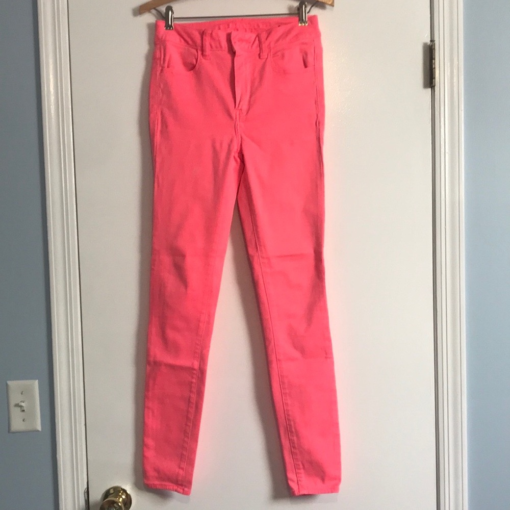 AE hi rise jegging. Neon color